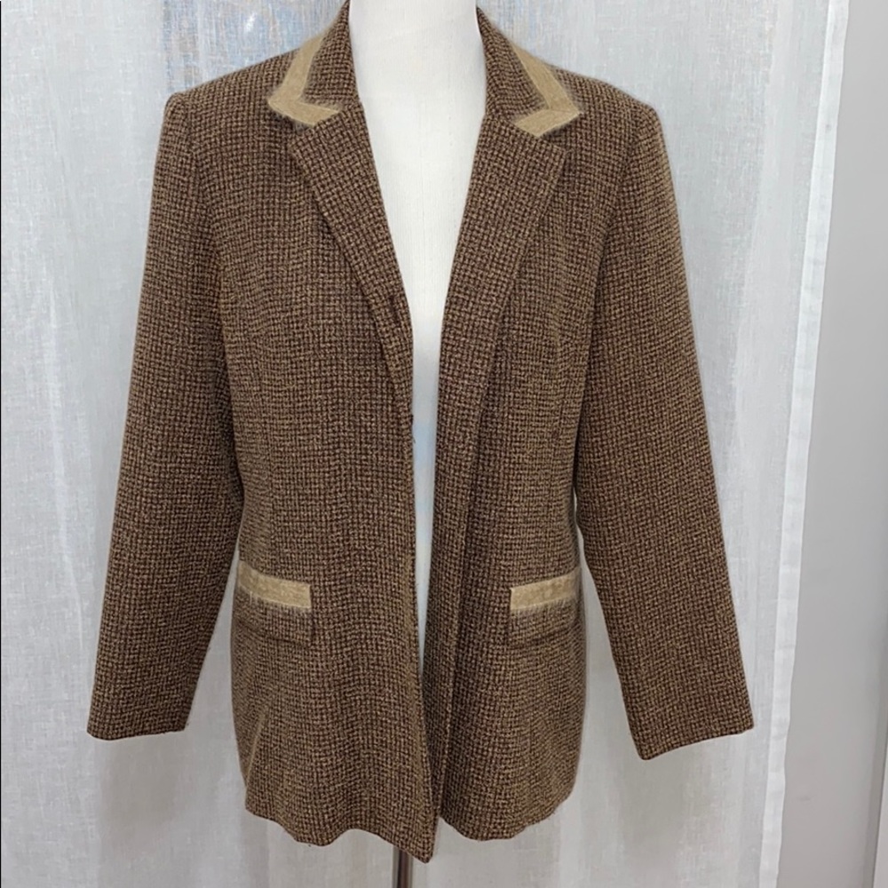Vintage tweed like linen blazer